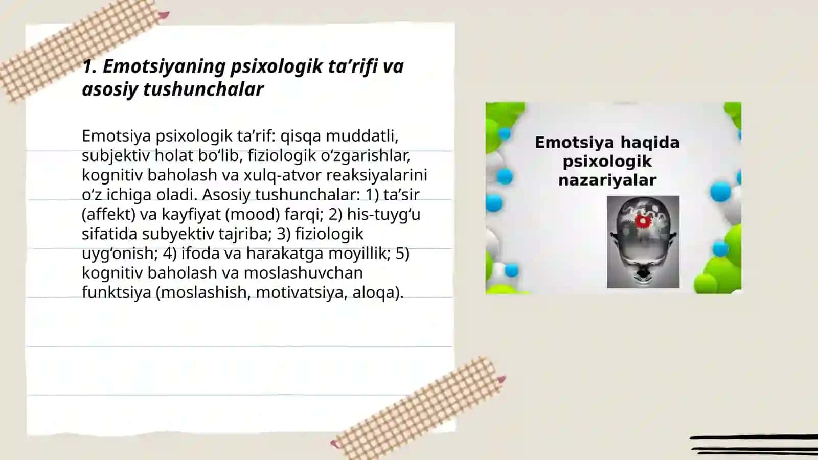 Emotsiya haqidagi psixologik nazariyalar 3