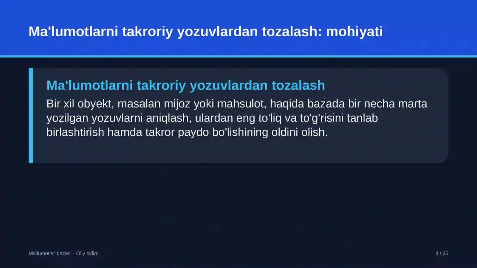 Elektr podstansiyalarida ma'lumotlarni takroriy yozuvlardan tozalash 3