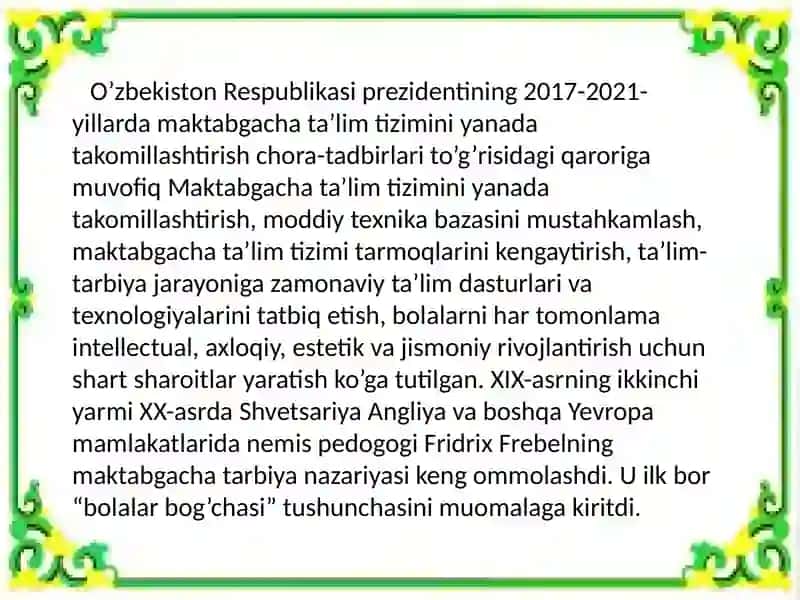 O’zbekiston Respublikasining “Maktabgachata’lim va tarbiyato’g’risida qonuni” 3
