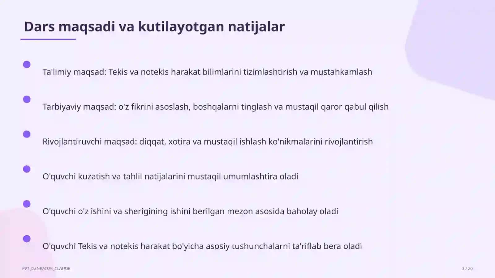 Tekis va notekis harakat (7-sinf) 3