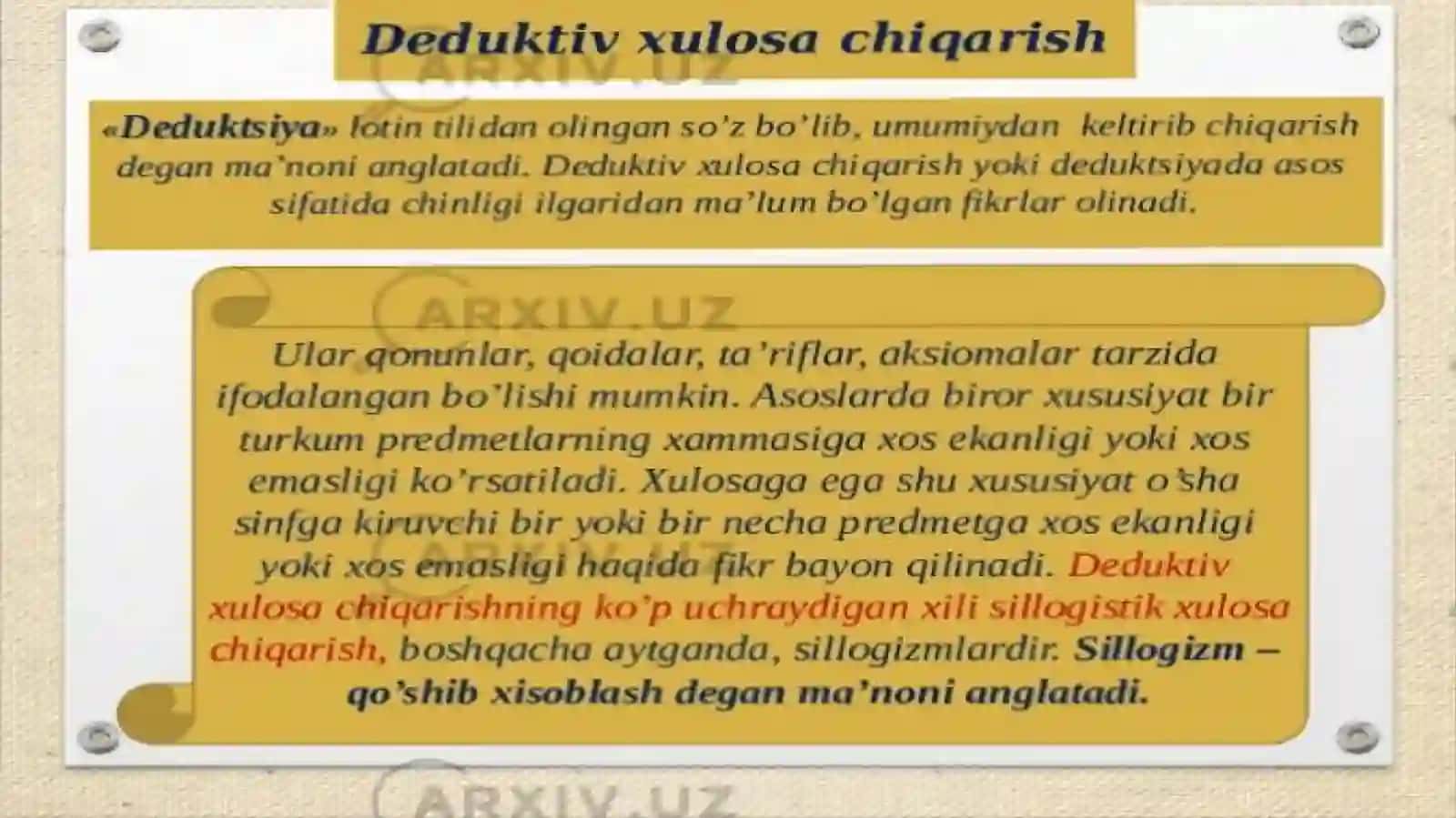 Xulosa chiqarish va uning turlari 3