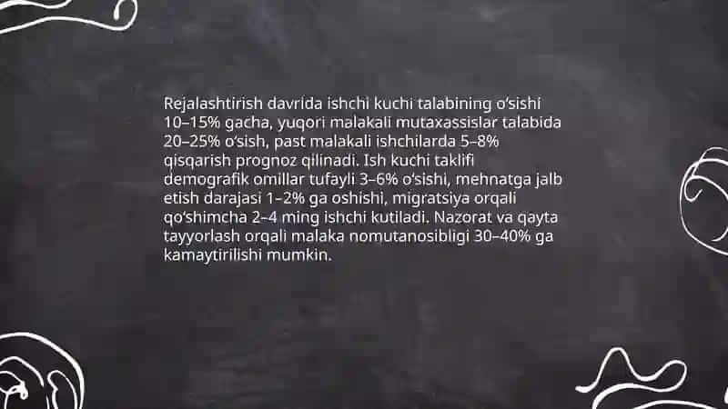 Rejalashtirish davrida inson resurslarining son va sifat ko'rsatkichdagi o'zgarishlari 3