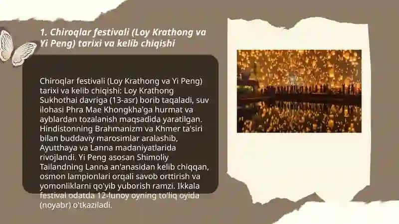 Chiroqlar festivali (Loy Krathong va Yi Peng) tarixi va kelib chiqishi 3