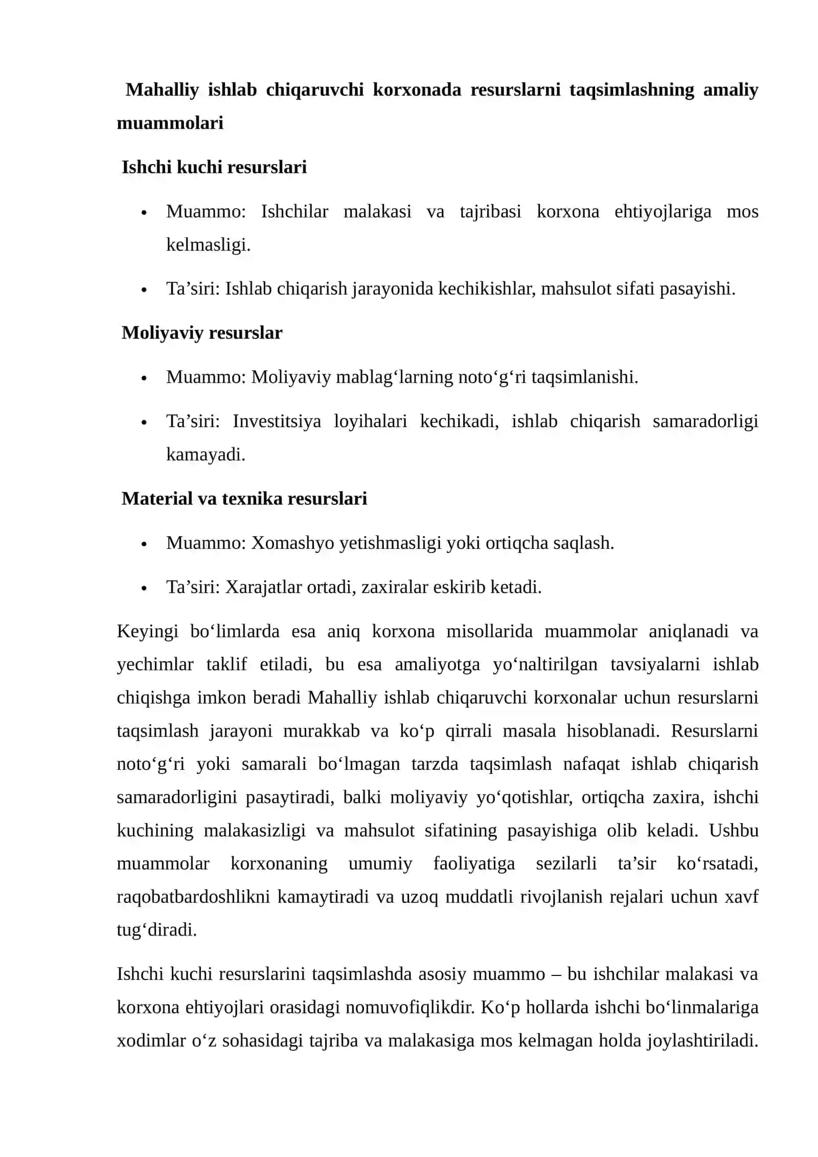 MAHALLIY ISHLAB CHIQARUVCHI KORXONA RESURSLARINI SAMARALI TAQSIMLASH USULLARI 3
