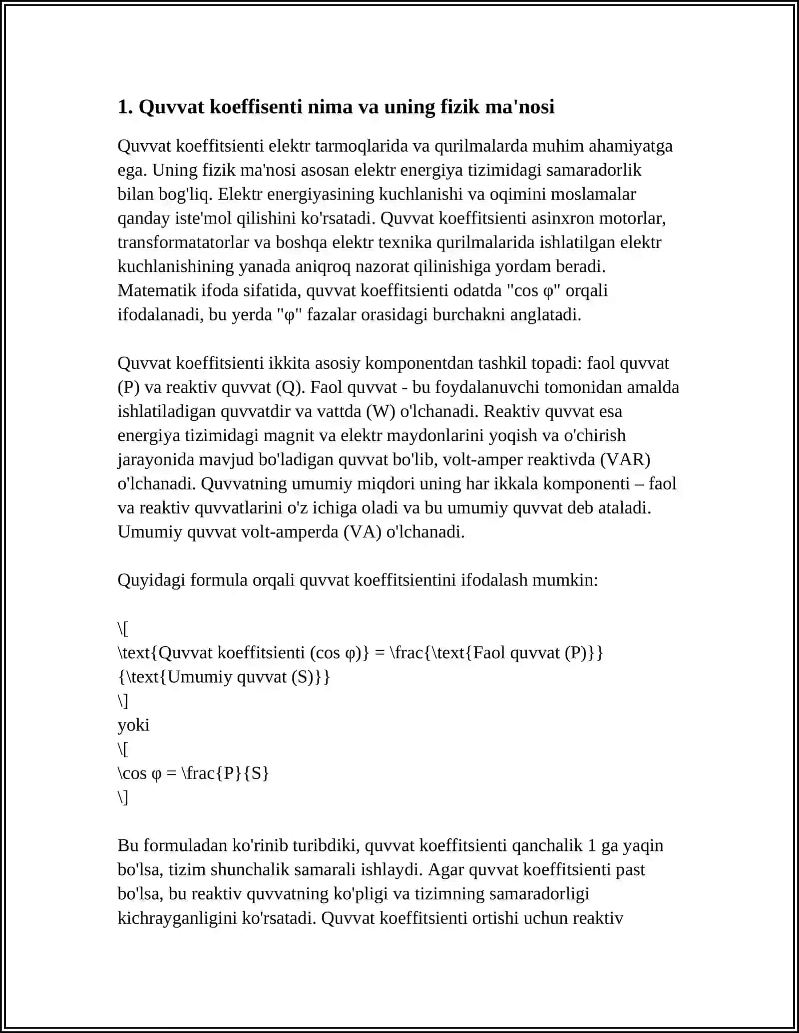QUVVAT KOEFFISENTI 3