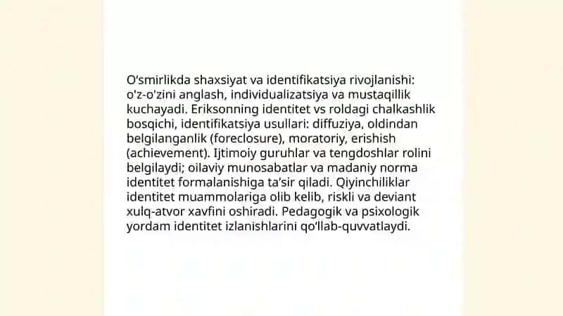 Oʻsmirlik davrida psixologik rivojlanish xususiyatlari 3