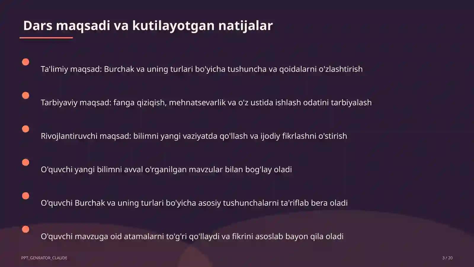 Burchak va uning turlari (4-sinf) 3
