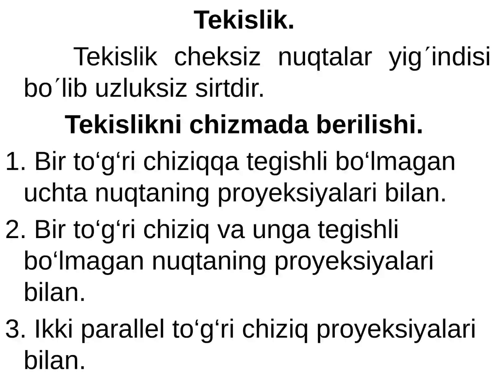 Tekislikning epyurda berilishi 3