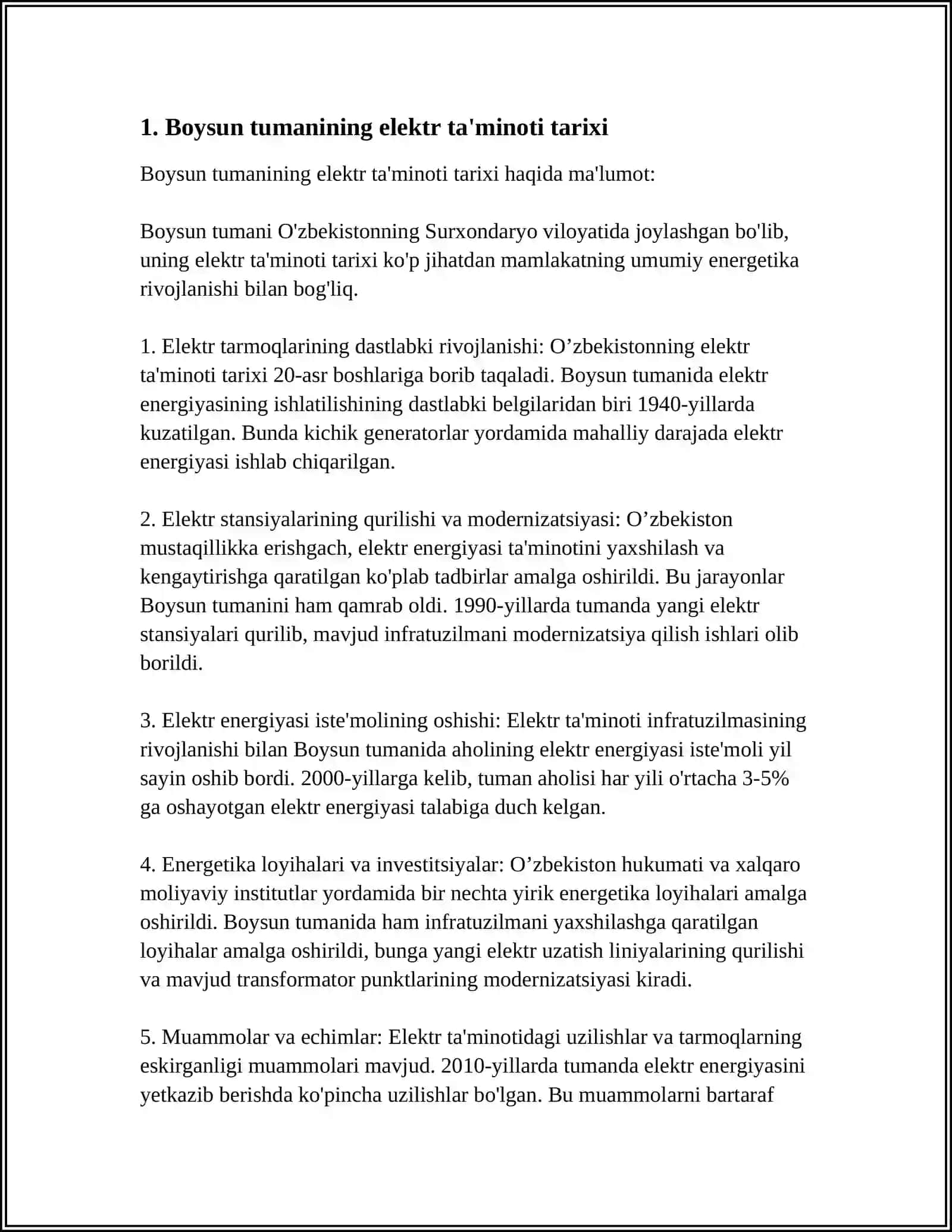 BOYSUN TUMAN ELEKTR TA'MINOTI KORXONASI 3