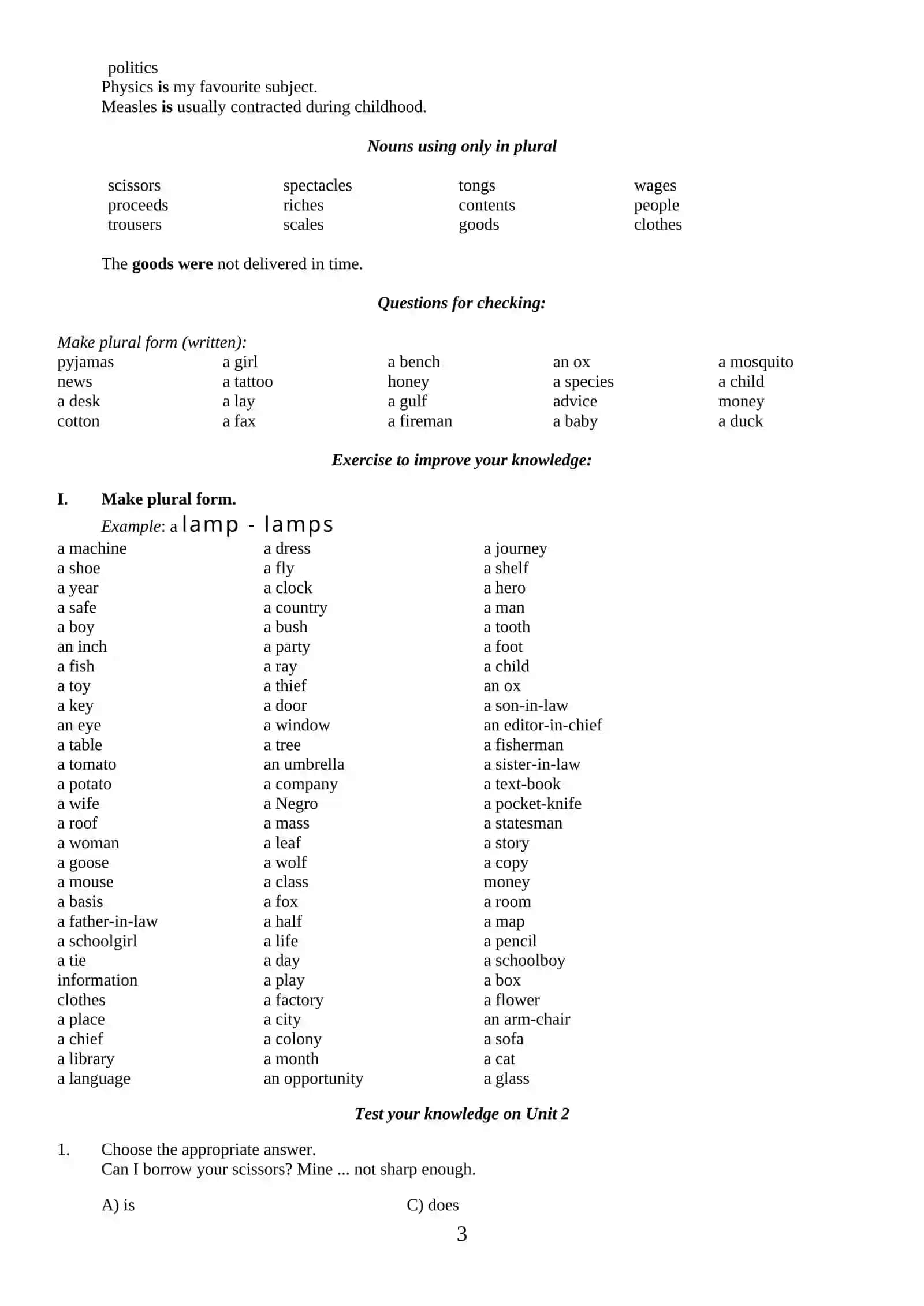 Formation of plural in English 3