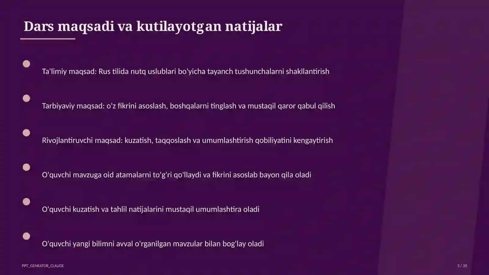 Rus tilida nutq uslublari (10-sinf) 3