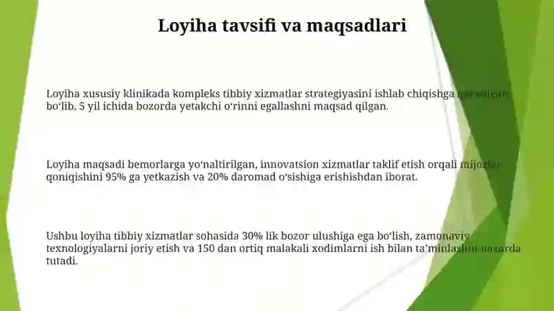 Xususiy klinika uchun tibbiyot xizmatlari strategiyasi 3