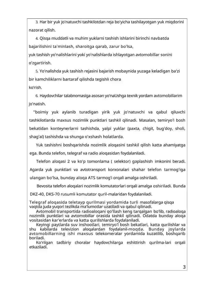 Avtotransport korxonasining ekspluatatsiya xizmati tarkibi va xizmat vazifalari 3