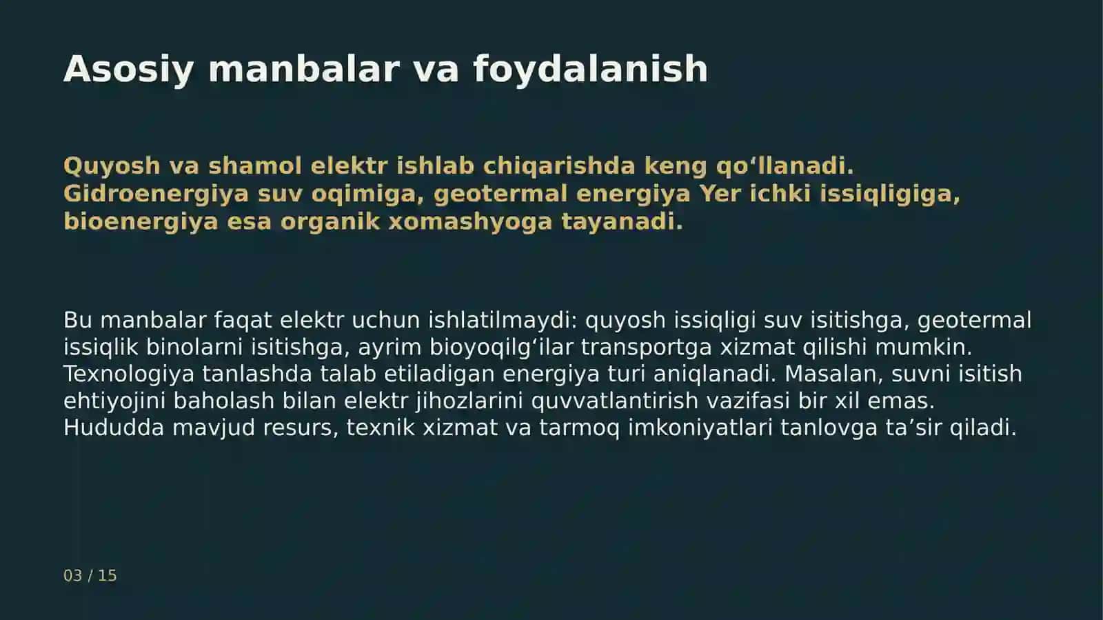 Qayta tiklanuvchi energiya manbalari 3
