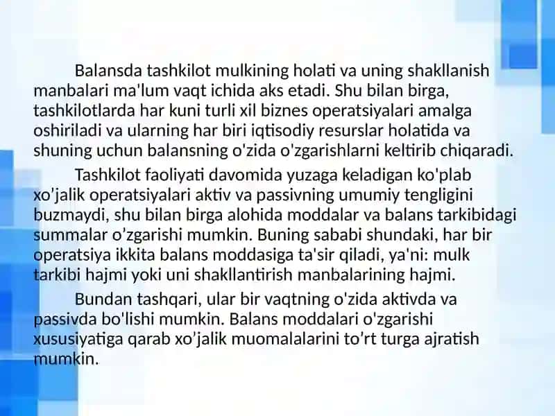 XO`JALIK  MUOMALALARINING  BALANSGA  TA`SIRI. 3