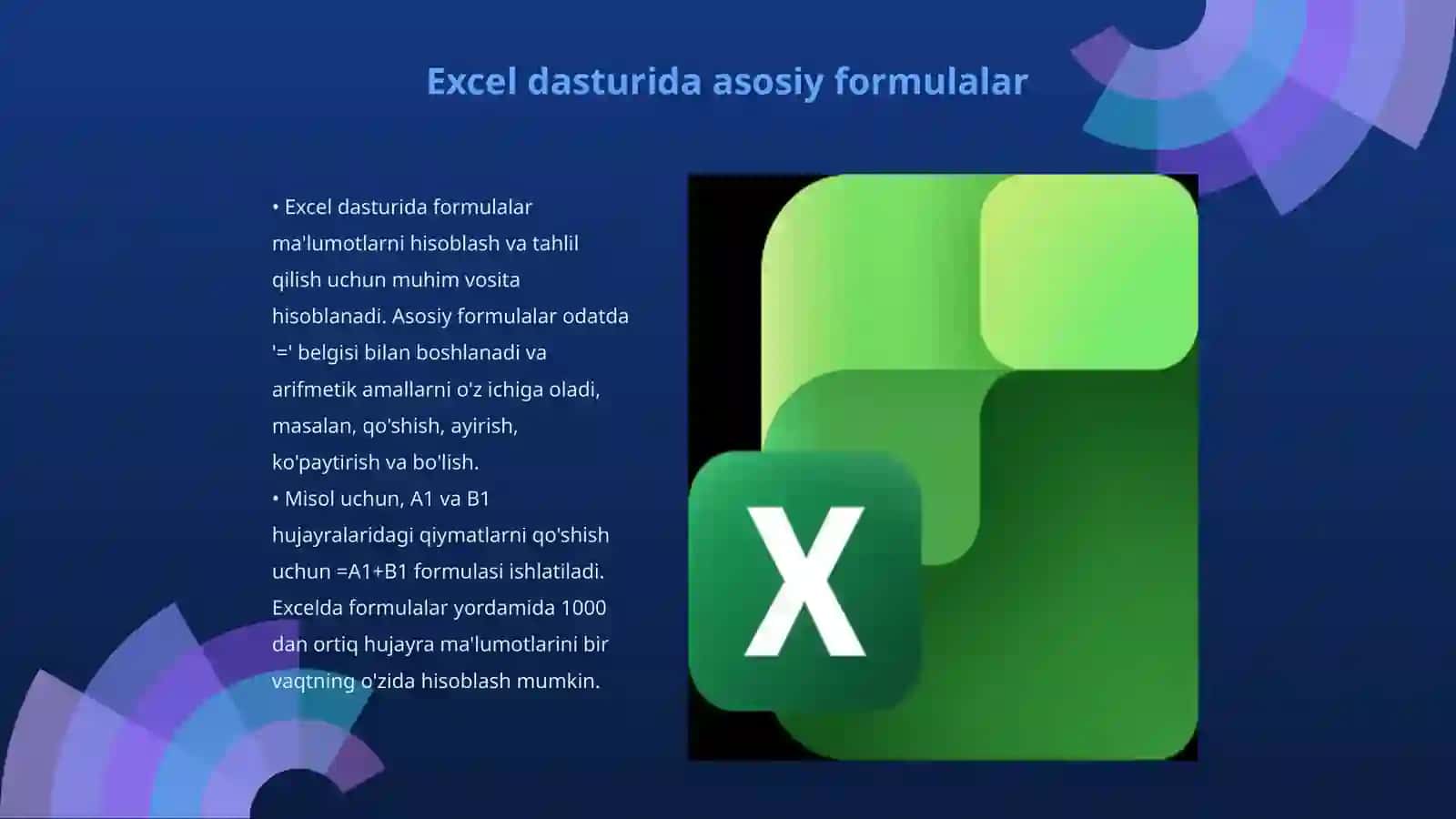 Excel dasturida formula va funksiyalar 3