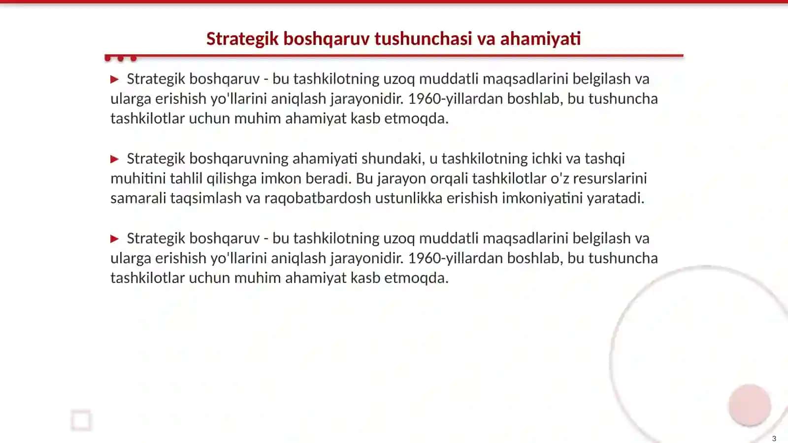 Fan Strategik boshqaruv maczu:Strategik maqsadlar 3