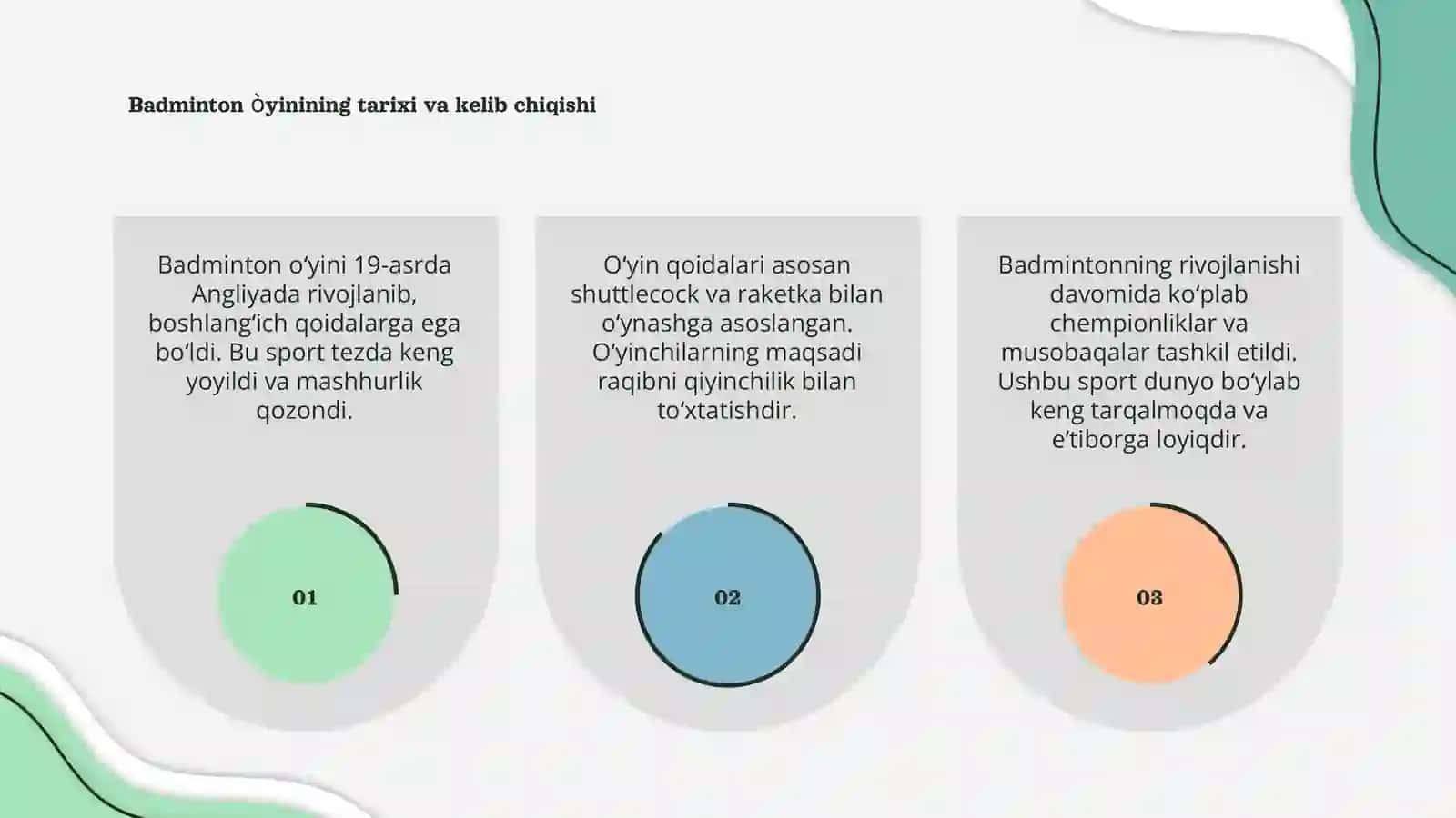 Badminton òyinining kelib chiqishi,qoidalari va rivojlanish tarixi 3