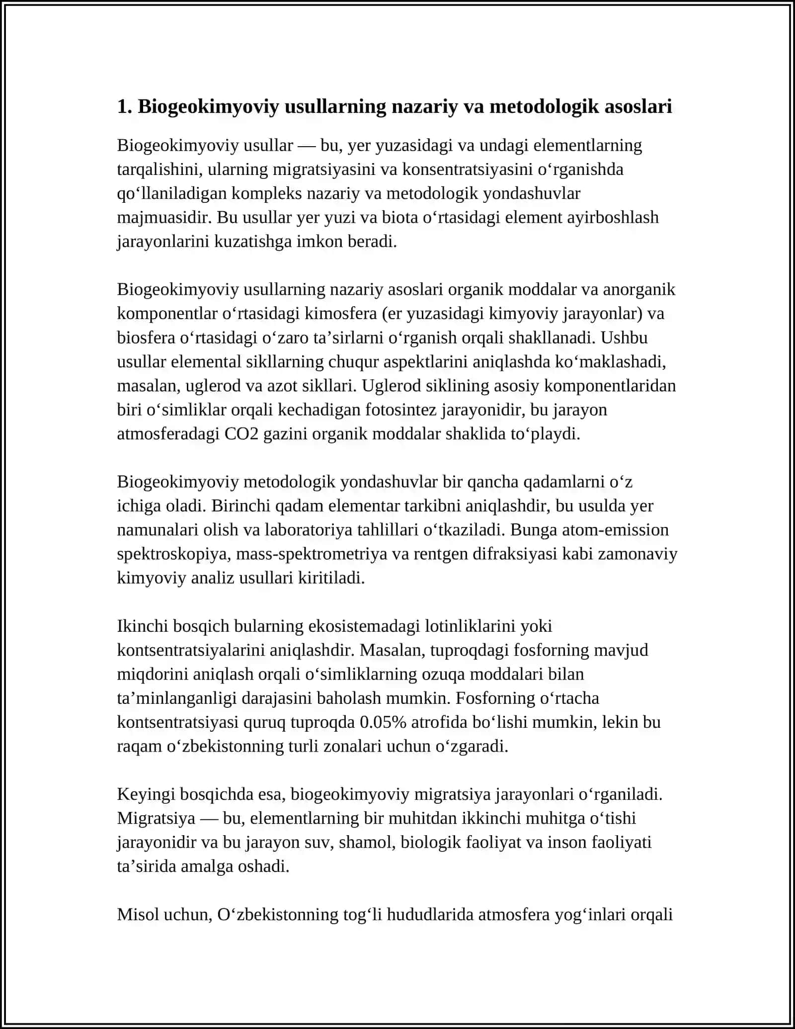 BIOGEOKIMYOVIY, GIDROGEOKIMYOVIY VA ATMOGEOKIMYOVIY USUL 3