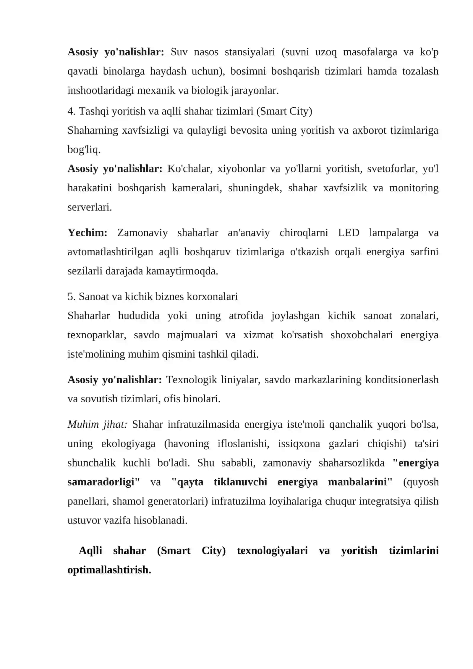 Shahar infratuzilmasida energosarflarni tejash usullari va texnologiyalari 3