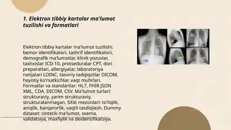 Elektron tibbiy kartalar ma'lumot tuzilishi va formatlari 3