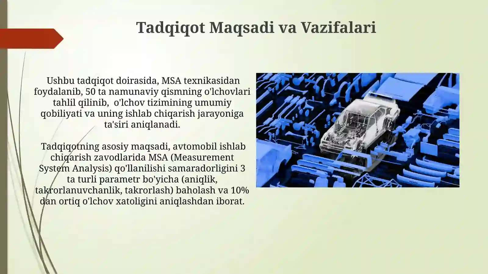 Avtomobilsozlik korxonalarida MSA qo’llashning tahlili (korxona misolida) 3