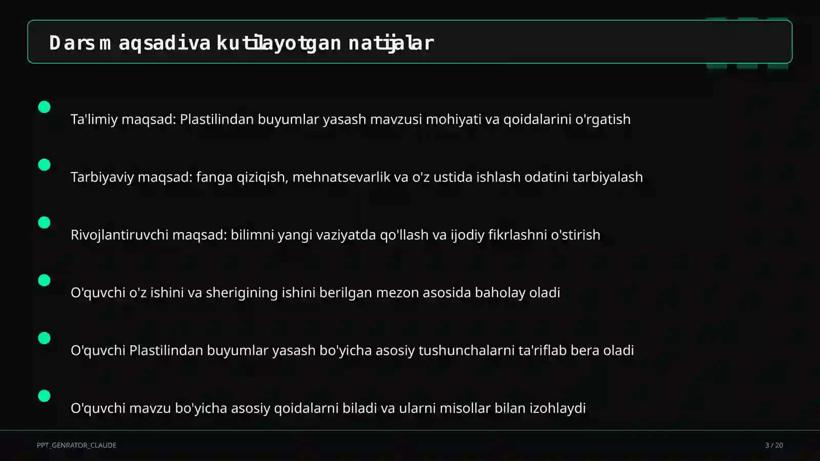 Plastilindan buyumlar yasash (1-sinf) 3