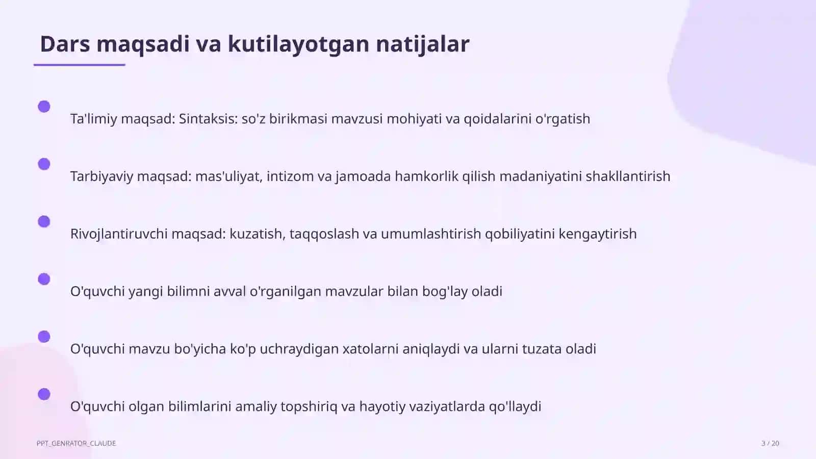 Sintaksis: so'z birikmasi (8-sinf) 3