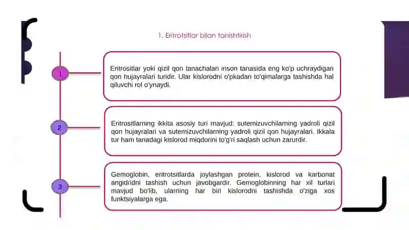 Eritrositlar,turlarifunktsiyalariGemologlobinvauningturlari 3