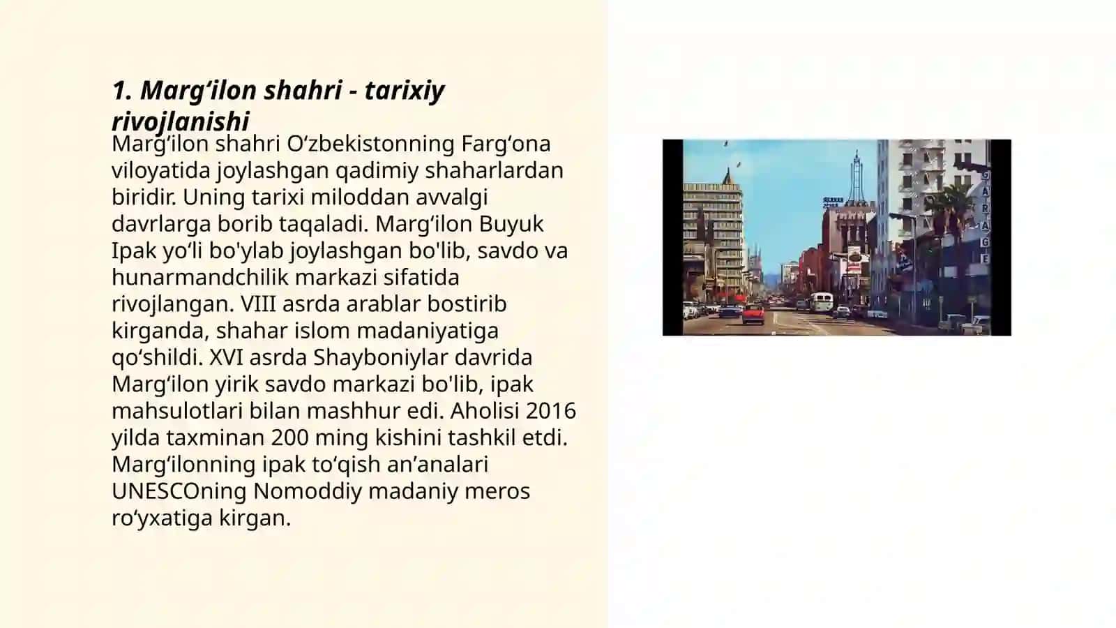 Margʻilon shaharining rivojlanish tarixi va hozirgi holati 3