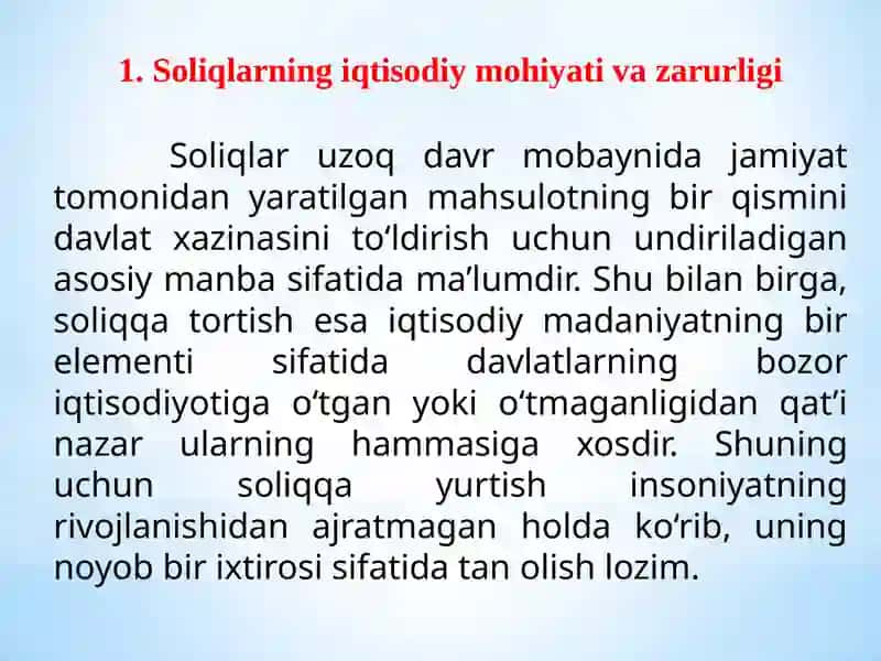 Soliqlarning iqtisodiy mohiyati va prinsiplari 3
