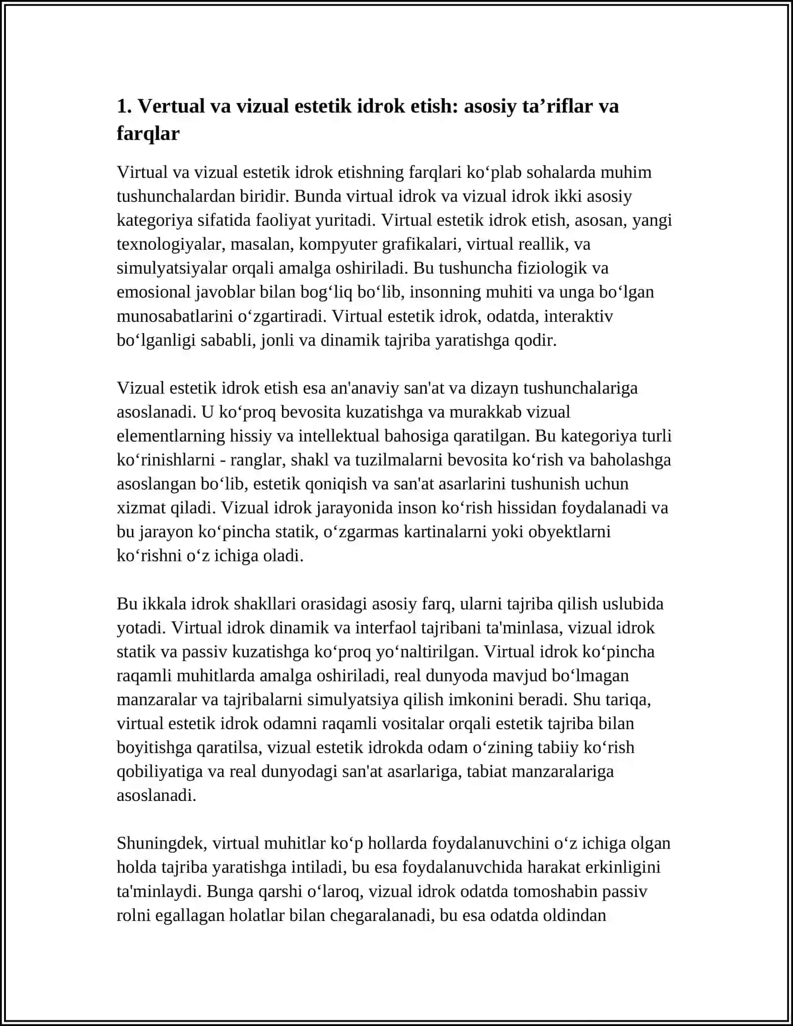 OLAMNI VERTUAL VA VIZUAL ESTETIK IDROK ETISHNING FARQALARI 3