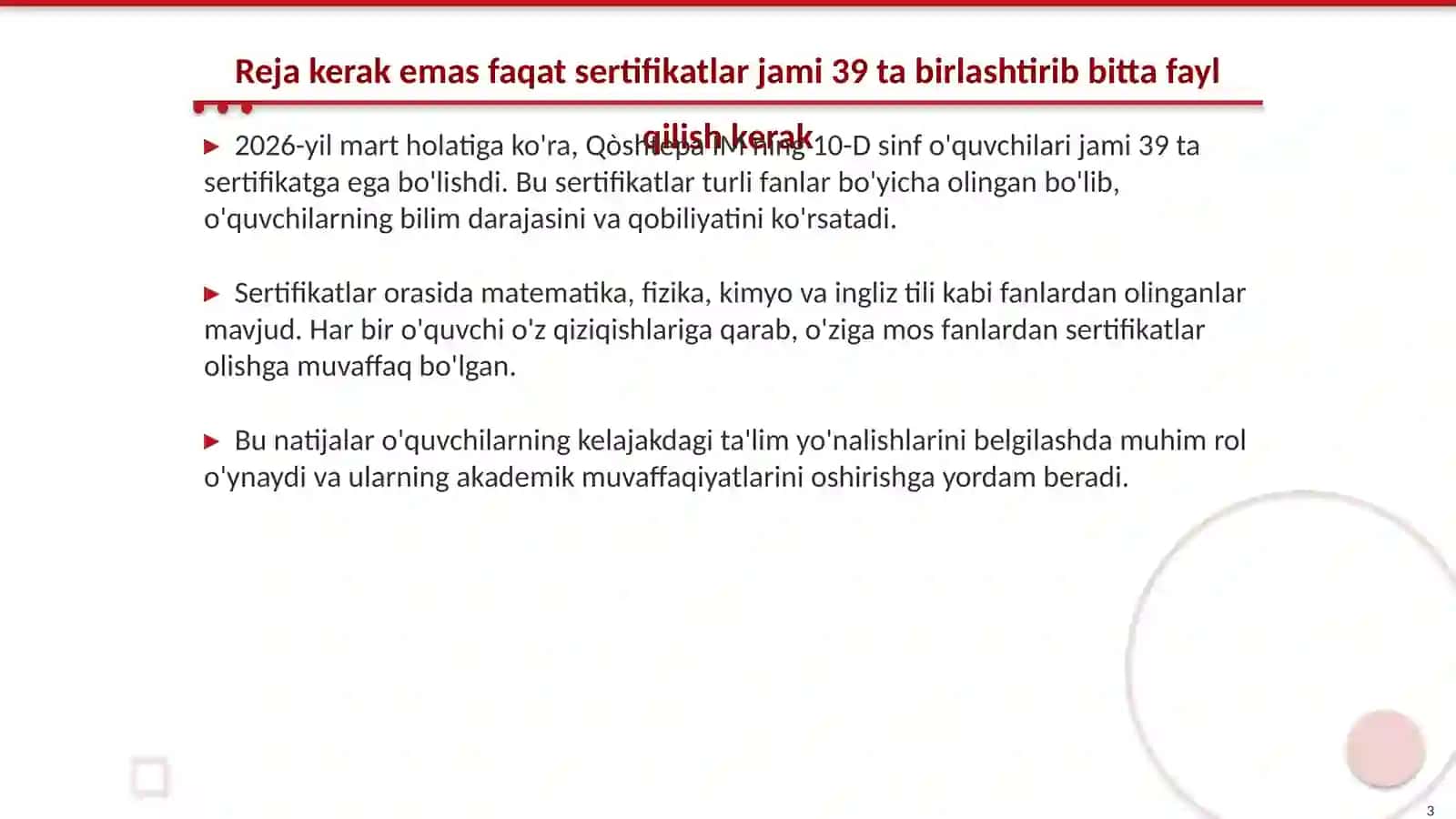 Qòshtepa IM 10-D sinf o'quvchilari natijalari 3