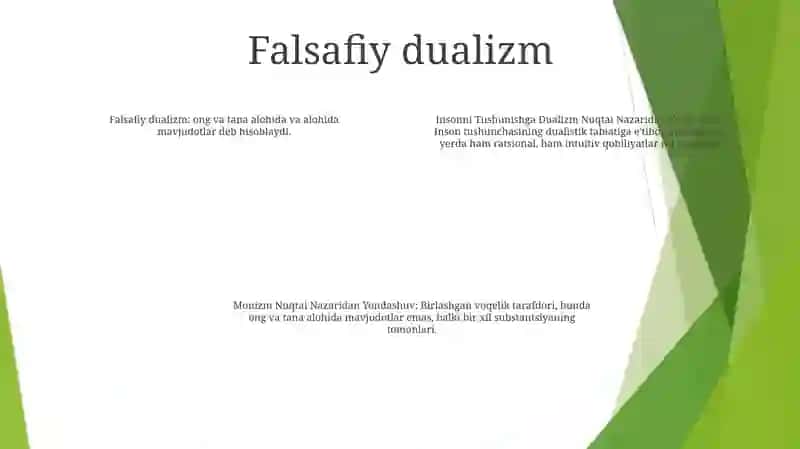 Insonni Tushunishga Dualizm Va Monizm Nuqtai Nazaridan Yondashuv 3