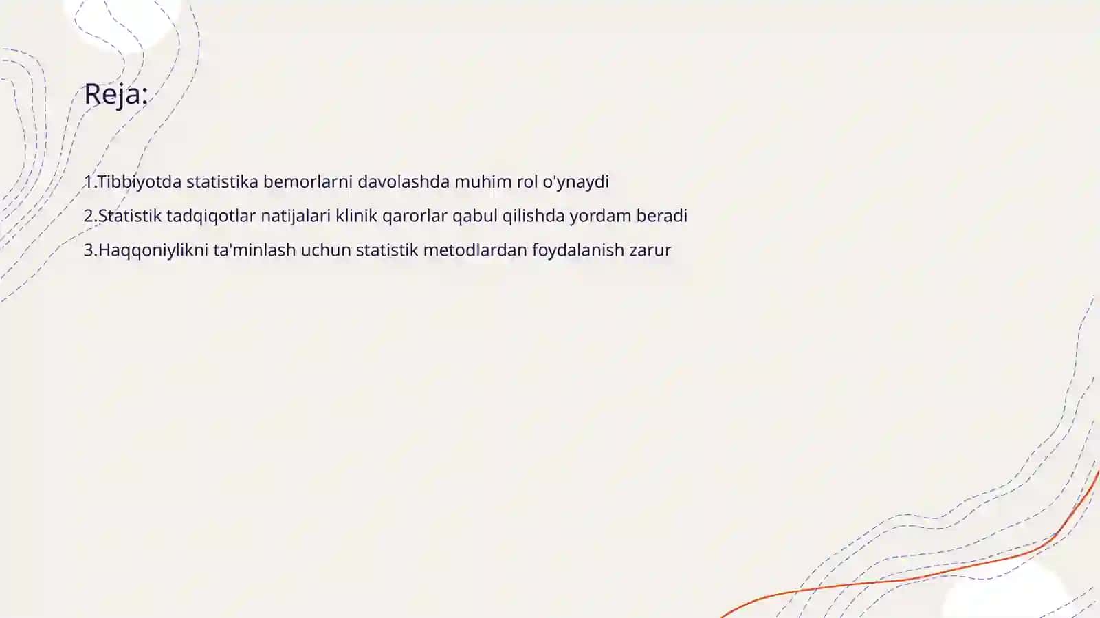 Tibbiyotda statistikaning ahamiyati Statistik tadqiqotlar natijalarini baholash usullari Statistik t 3
