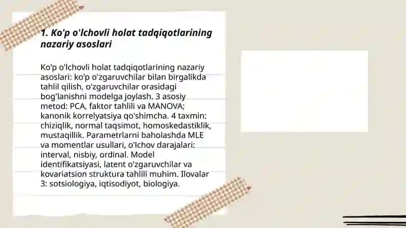 Ko'p o'lchovli holat tadqiqotlari 3