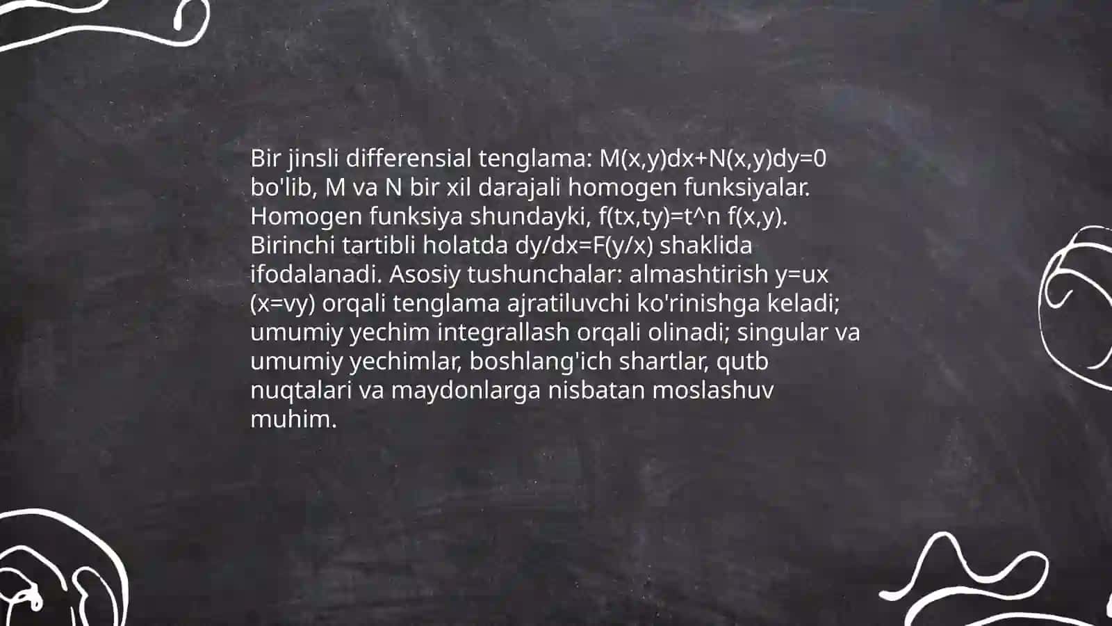 Bir jinsli differensial tenglamalar va ularni yechish 3