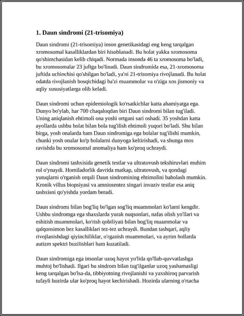 IRSIY KASALIKLAR: XROMOSOMA VA GEN KASALLIKLARI 3