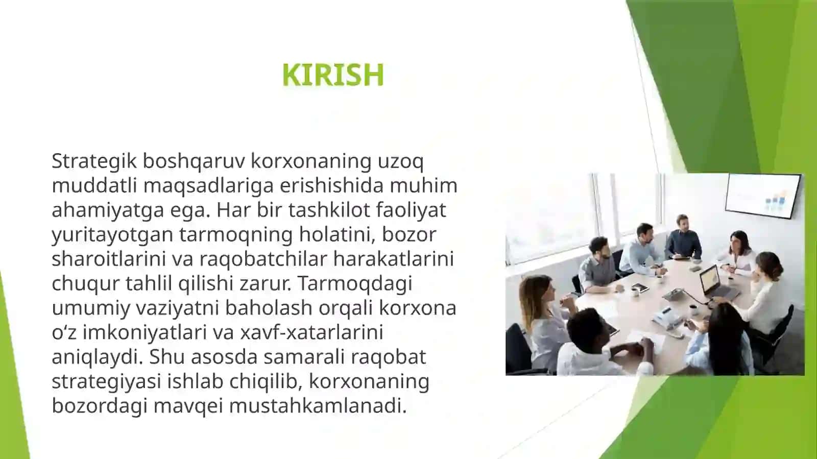 Tarmoqdagi umumiy vaziyat va unda raqobat strategiyasini ishlab chiqish 3
