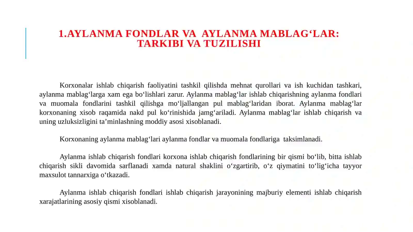 Korxonaning aylanma mablag‘lari 3