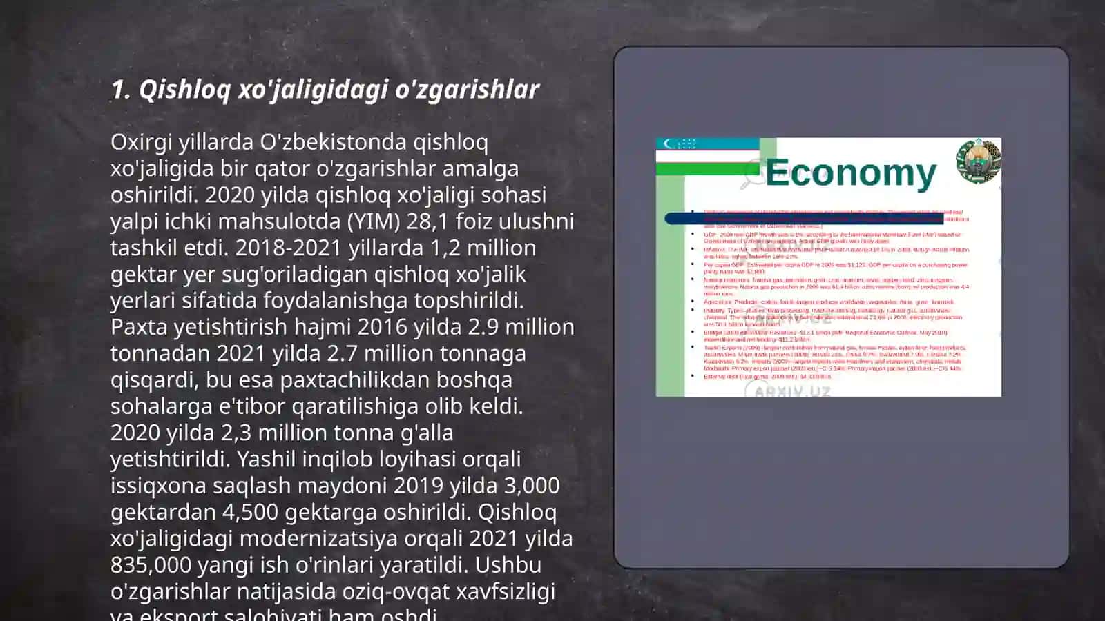 Qishloq xo'jaligidagi o'zgarishlar 3