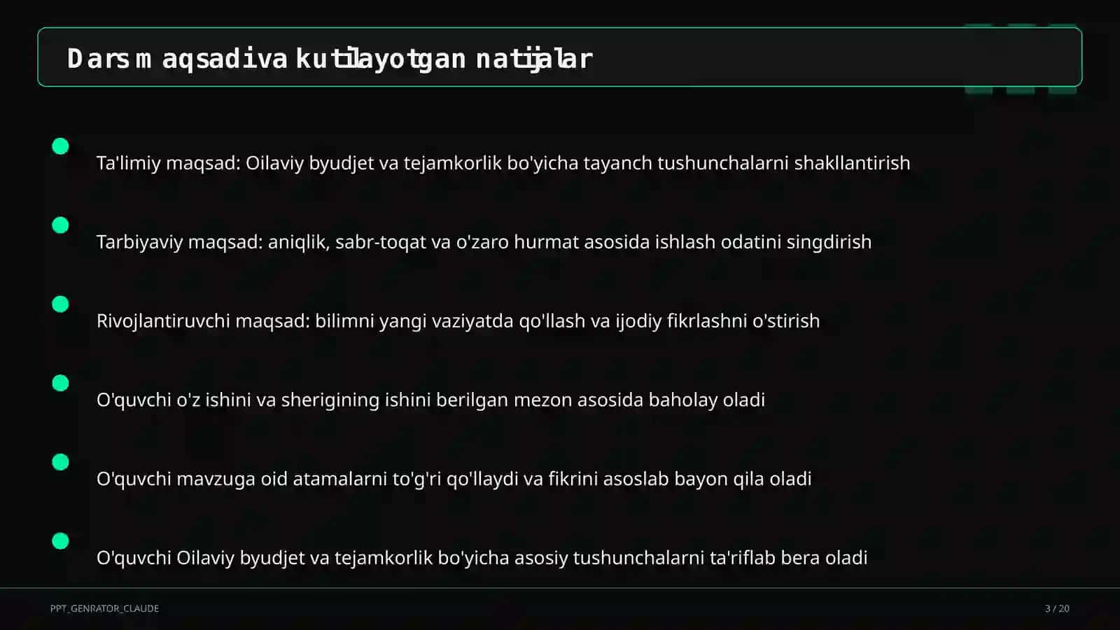 Oilaviy byudjet va tejamkorlik (9-sinf) 3