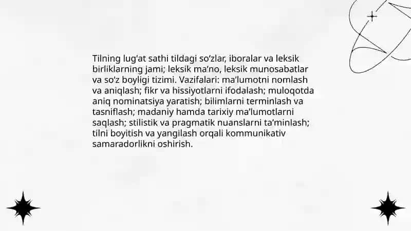 Tilning lugʻat sathi 3