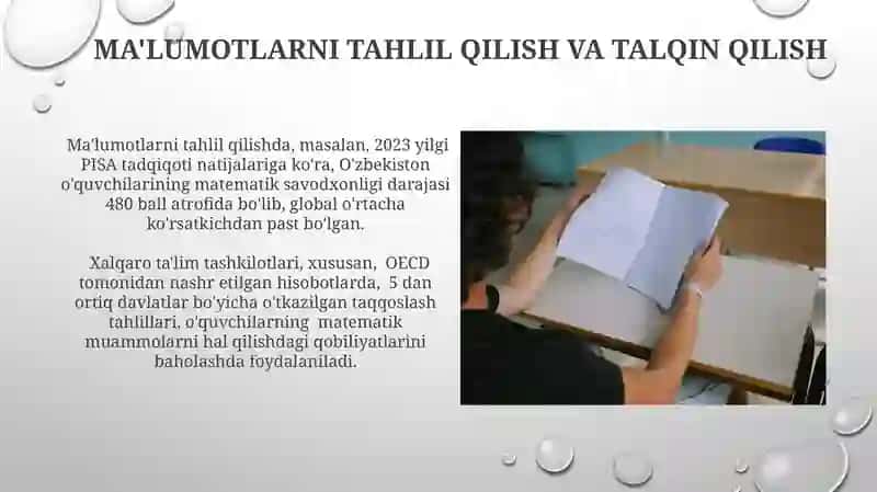Baholash nazariyasining asoslari. Xalqaro va milliy baholash. Matematik savodxonlik tushunchasi 3