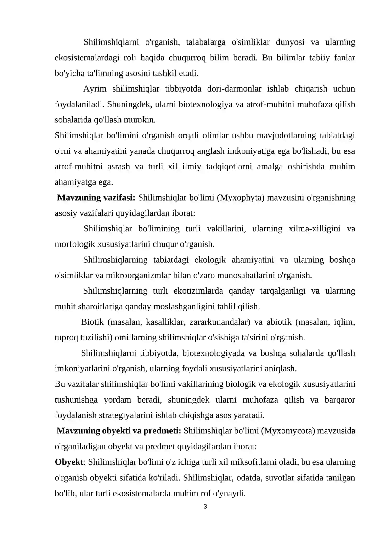 Shilimshiqlar bo'limi 3