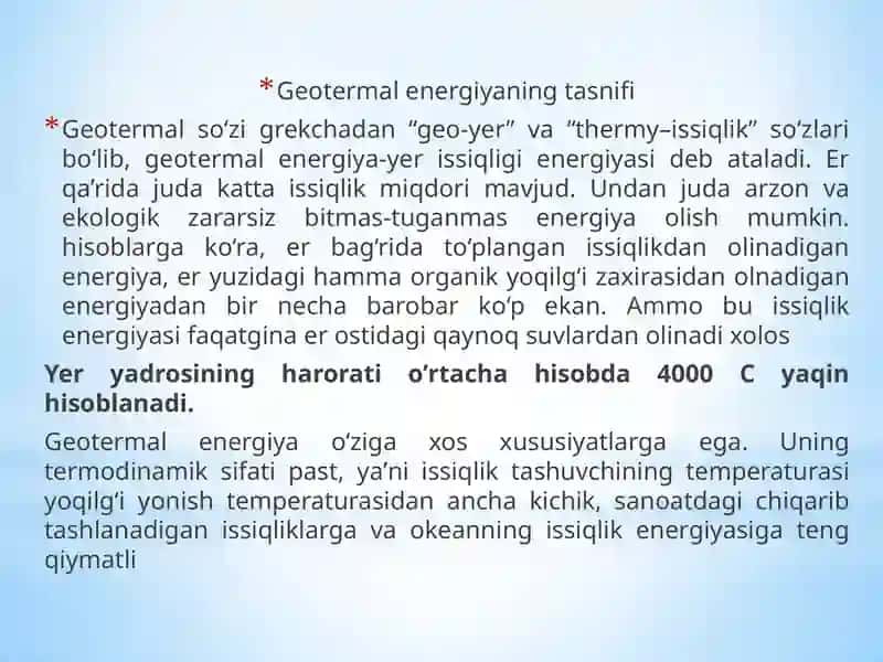 Geotermal energiyadan foydalanish 3