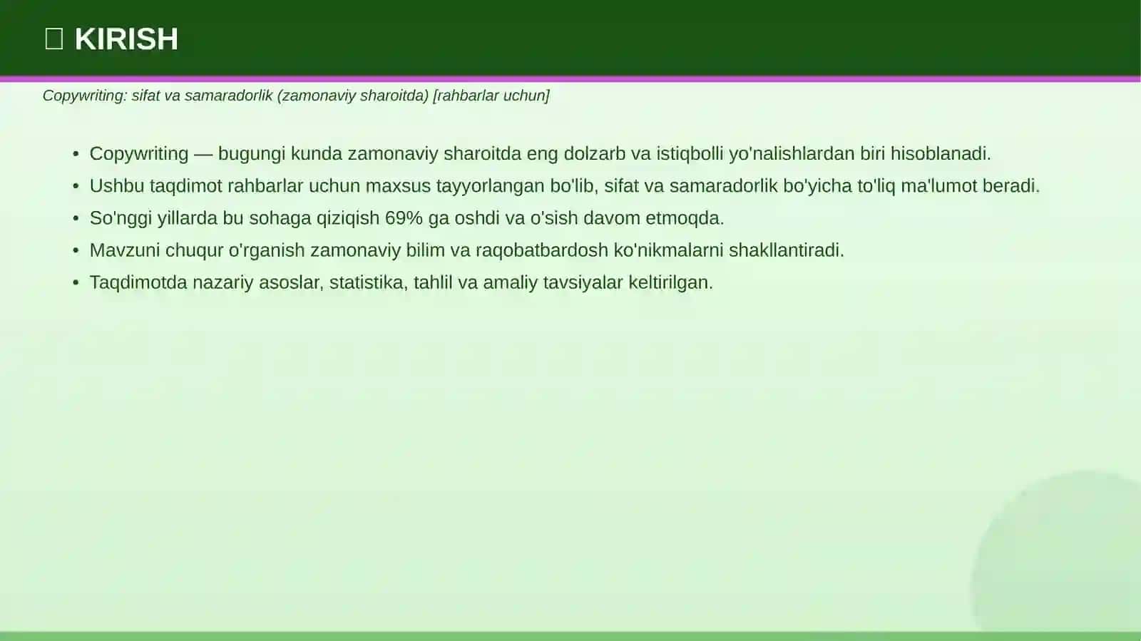 Copywriting: sifat va samaradorlik (zamonaviy sharoitda) [rahbarlar uchun] 3
