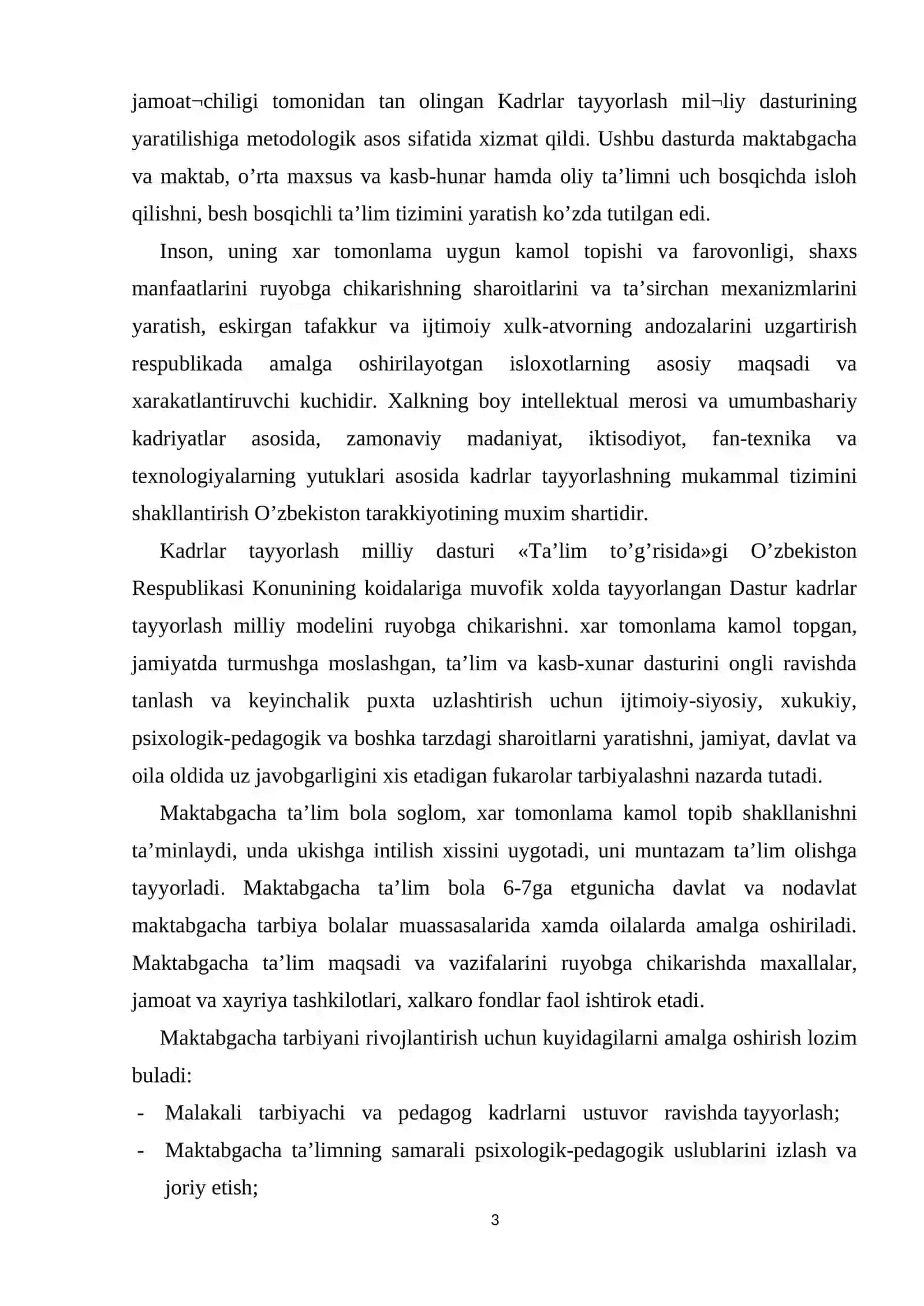 Maktabgacha ta'lim tizimida standartlar taraqqiyoti 3