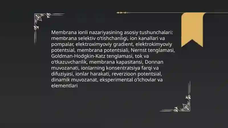 Membrana ionli nazariyasi 3