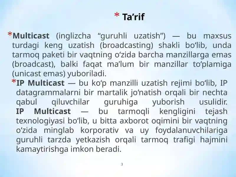 IP ko‘p manzilli uzatish 3